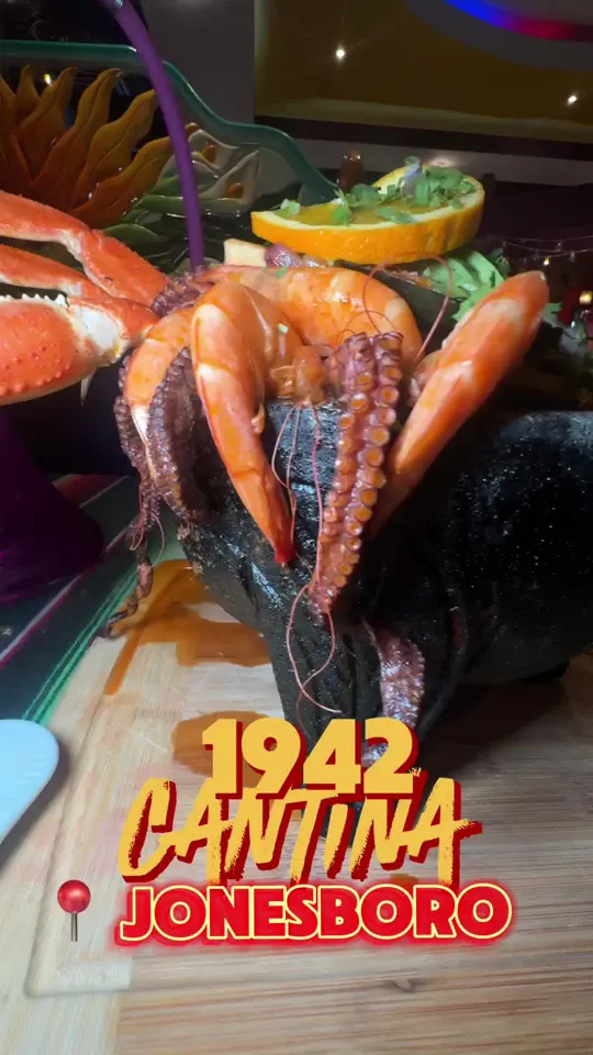 Cantina1942 in Jonesboro showing review, visit, food, carne asada fries, tableside guac, corn on the cob, birria tacos, 1942 burrito, enchiladas supreme,, video by twocentsliyah on TikTok