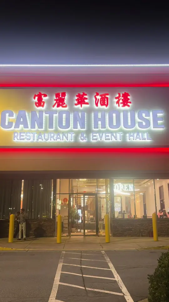 Canton House Restaurant and Event Hall in Duluth showing chicken corn soup, vegetable spring rolls, dynamite chicken, general tao's chicken, shrimp noodles, video by ariba.atl on TikTok