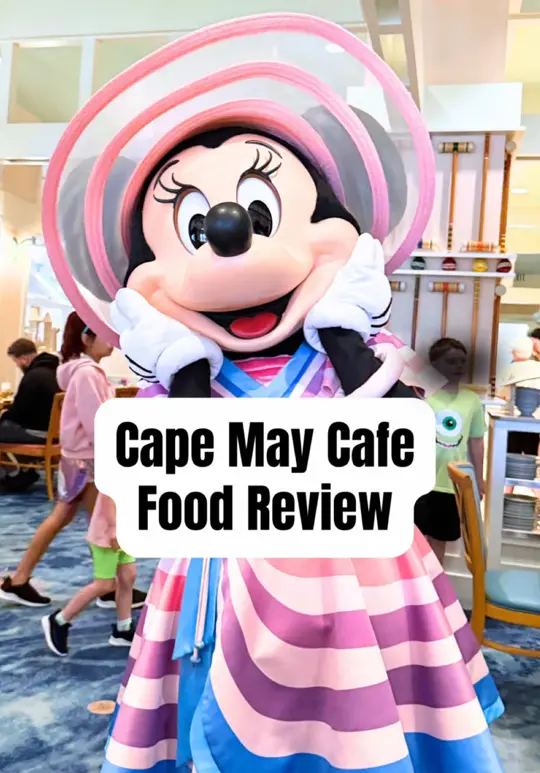 Cape May Cafe in Lake Buena Vista showing character dining, breakfast, resort visit, video by travelbykaitlynreifsteck on TikTok