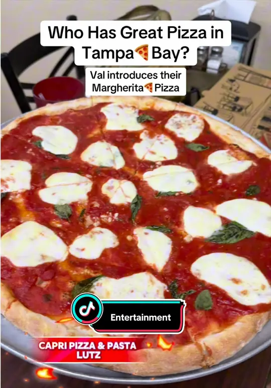 Capri Pizza & Pasta in Lutz showing restaurant, pizza, margherita pizza, video by tampa4204 on TikTok