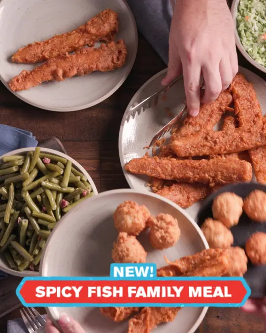 Captain D's in Cleveland showing food, spicy fish family meal, video by Captain D's Cleveland, GA on Facebook
