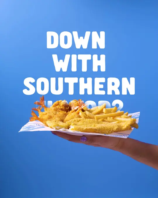 Captain D's in Hazlehurst showing food, southern style flounder, 5 butterfly shrimp, fries, pups, video by Captain D's on Facebook