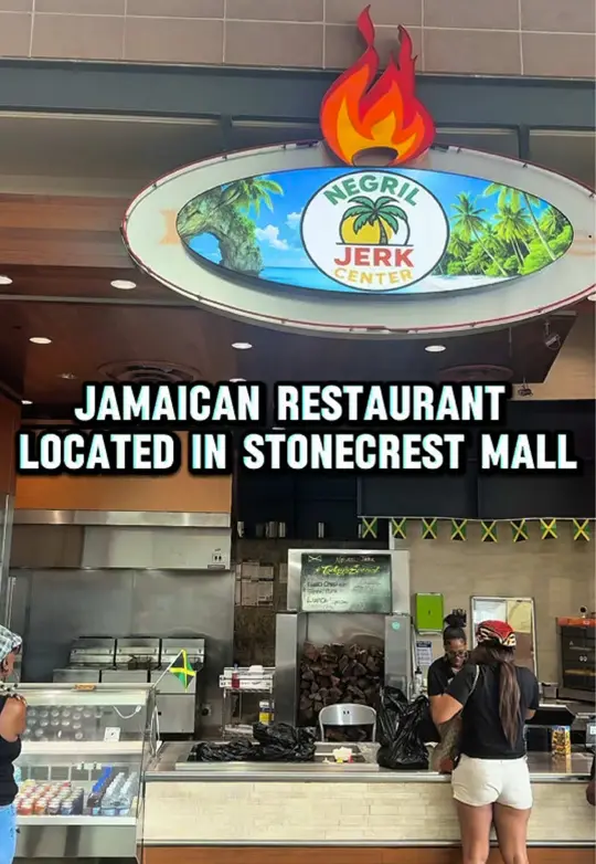 Caribbean Roots in Stonecrest showing restaurant, food review, family-owned business, mall dining, video by amberbypass on TikTok