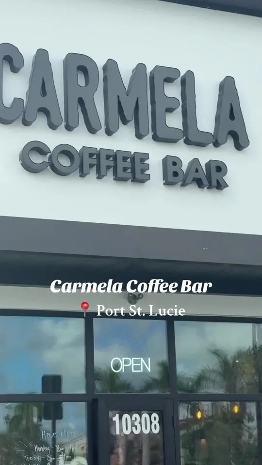 Carmela Coffee - Stuart in Stuart showing coffee, matcha, tea, breakfast, sandwiches, pastries, video by josjusttries on TikTok