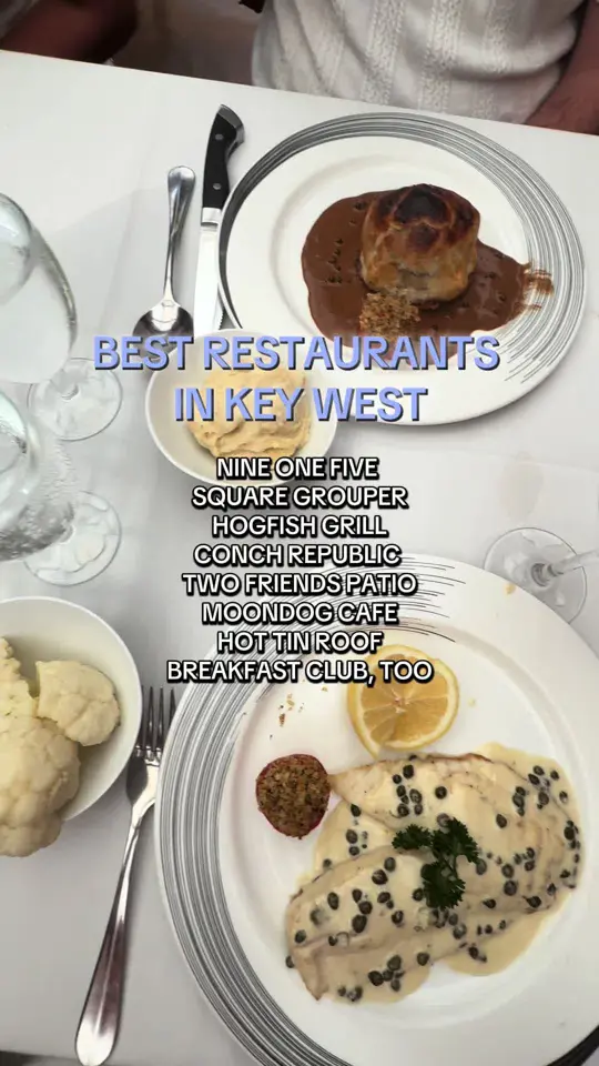 Caroline's Cafe in Key West showing review, key west restaurants, video by brinetravelco on TikTok