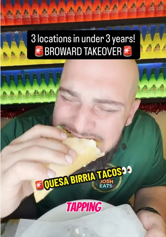 Cartel De Tacos Margate in Margate showing food, blue corn birria tacos, video by josheatsfl on TikTok