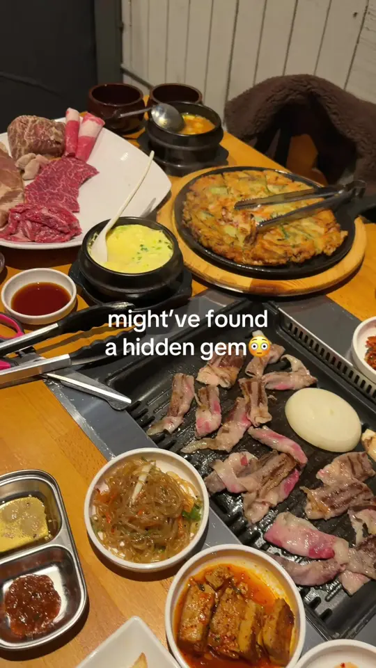 Cartersville BBQ in Cartersville showing food, fried dumplings, kimchi, pancake, tteokbokki, soups, steamed eggs, video by alemontalll on TikTok