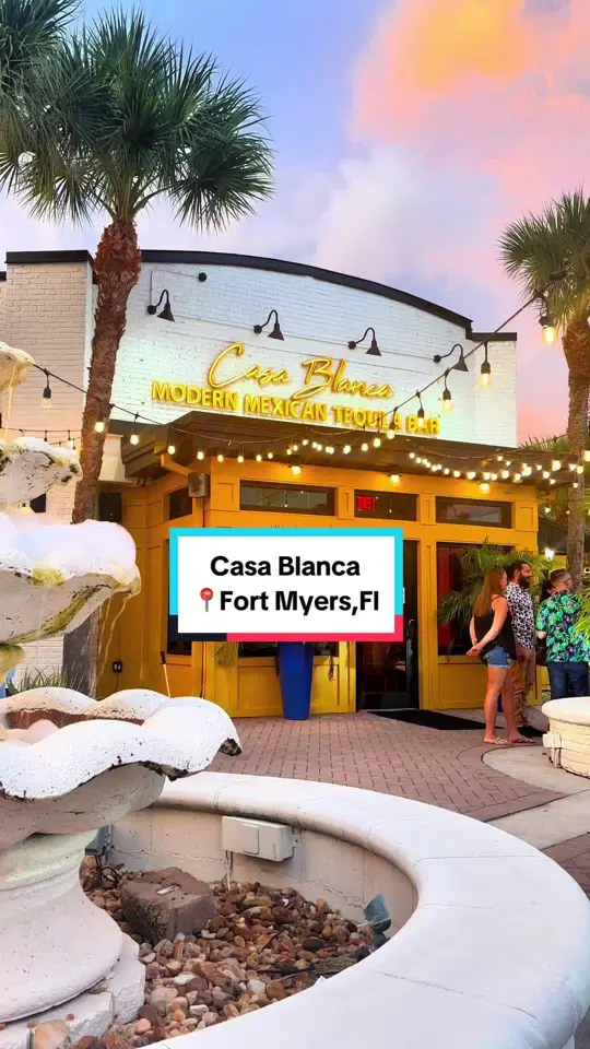 Casa Blanca Modern Mexican in Fort Myers showing live music, dj, colorful drinks, high energy ambiance, sizzle dining week, video by twinssellswfl on TikTok