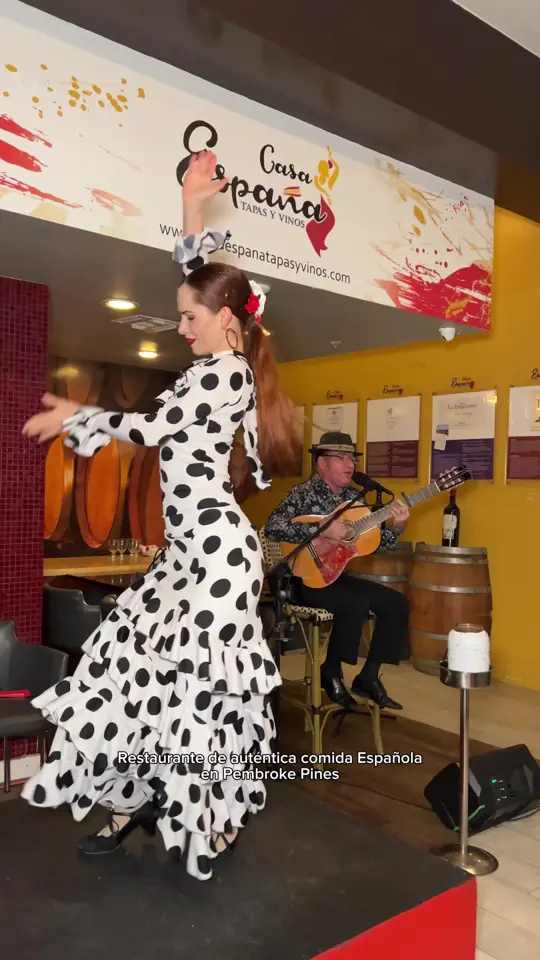 Casa España Tapas Y Vinos in Pembroke Pines showing restaurant visit, spanish food, tapas, flamenco show, live music, video by gabrielaromeros on TikTok