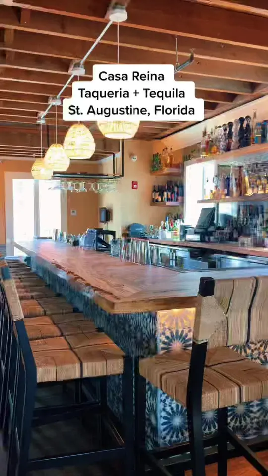 Casa Reina Taqueria & Tequila in St. Augustine showing tacos, tequila, matgarita, video by totallystaugustine on TikTok