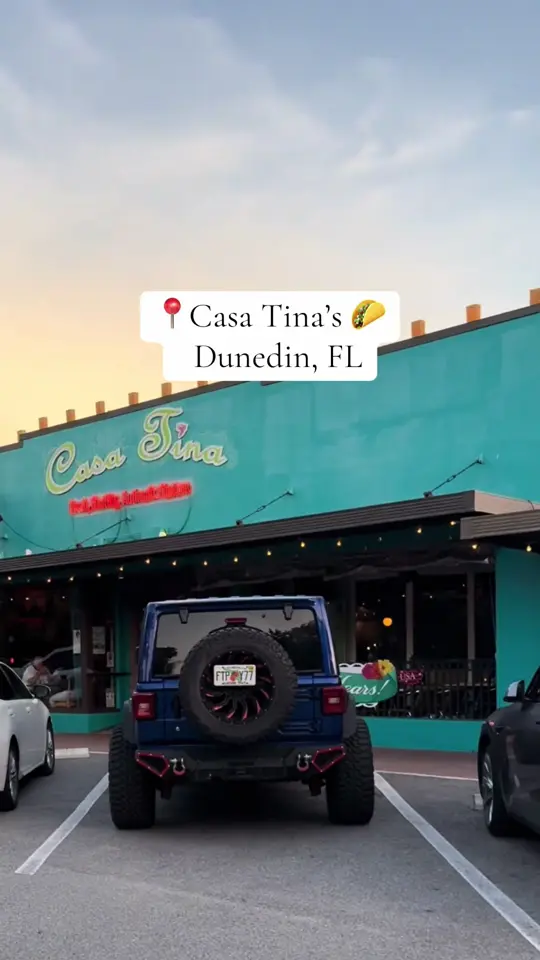 Casa Tina Mexican in Dunedin showing food, authentic mexican cuisine, drinks, margaritas, atmosphere, colorful festive atmosphere, video by missgunzz730_ on TikTok