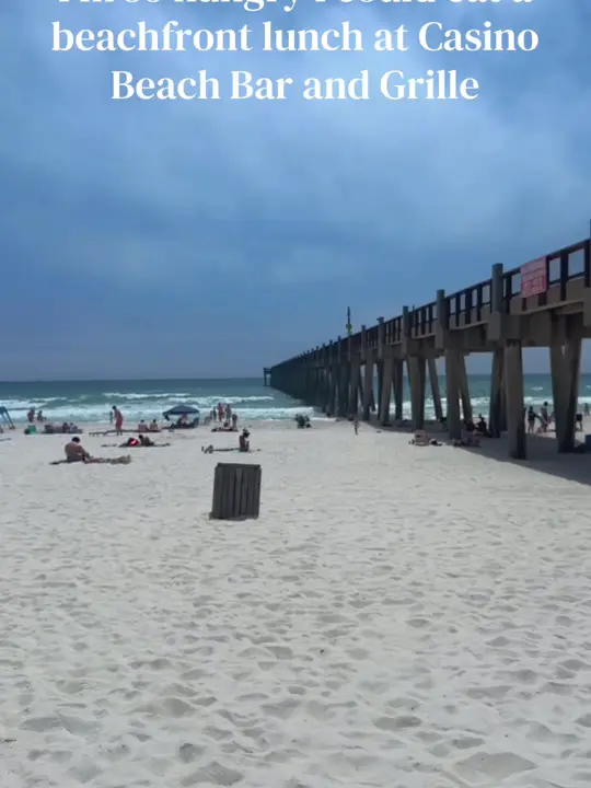 Casino Beach Bar & Grille in Pensacola Beach showing beach views, cold drinks, food, video by casinobeachbar on TikTok