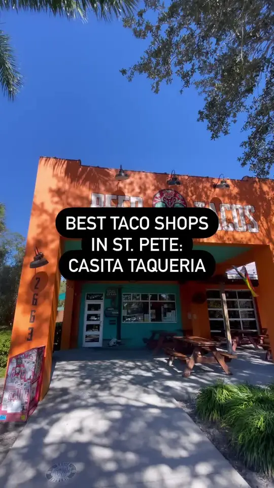 Casita Taqueria in St. Petersburg showing restaurant visit, tacos, video by ilovetheburgstpete on TikTok