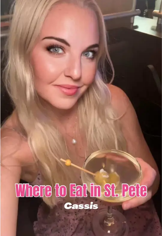 Cassis in St. Petersburg showing cocktail, dirty martini, food, cheese board, atmosphere, venue visit, video by floridafunadventures on TikTok