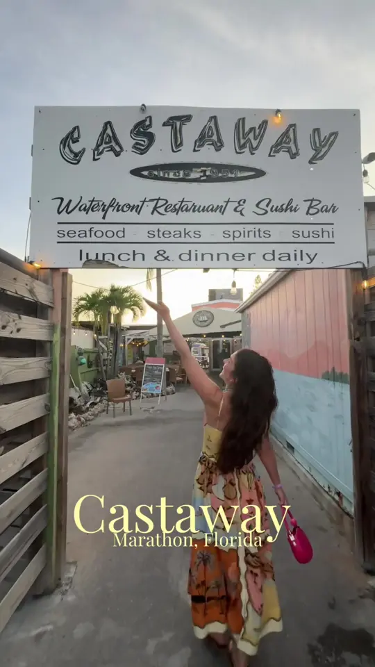 Castaway Waterfront Restaurant & Sushi Bar in Marathon showing cocktail, drunkin elephant martini, food, king of the jungle roll, video by lindsanityx on TikTok