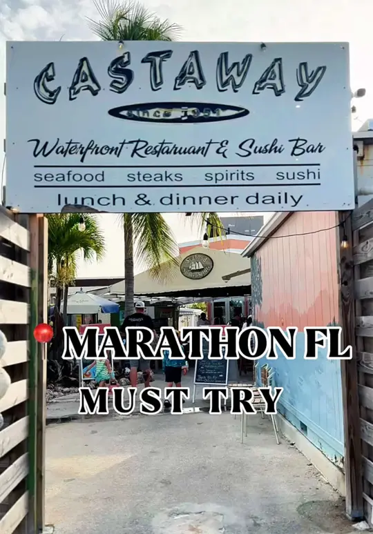 Castaway Waterfront Restaurant & Sushi Bar in Marathon showing food, lion fish sushi, video by boujeeandthebabe on TikTok