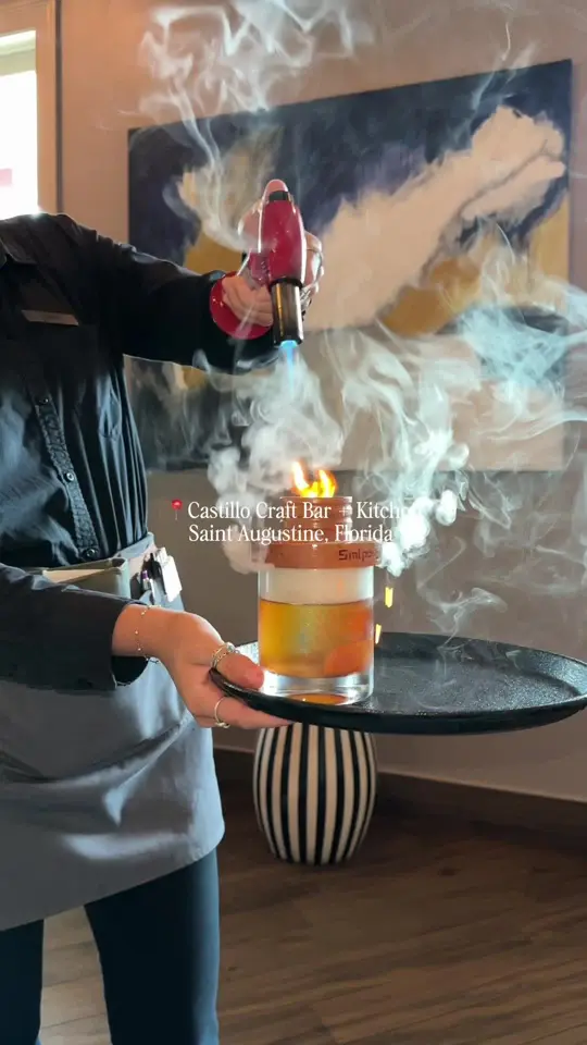 Castillo Craft Bar + Kitchen in St. Augustine showing food, salmon / drinks, video by aleiastraveldiary on TikTok