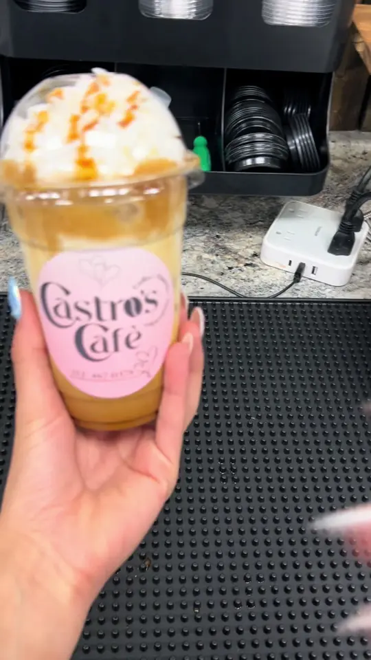 Castro's Café in Polk City showing coffee, banana drink, video by castroscafefl on TikTok