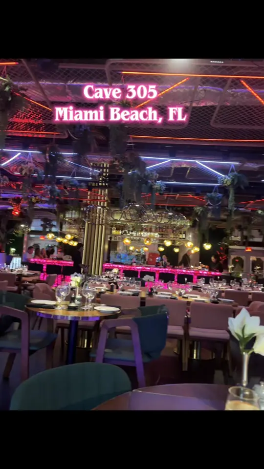 CAVE 305 in Miami Beach showing restaurant review, birthday dinner, video by bellenior on TikTok