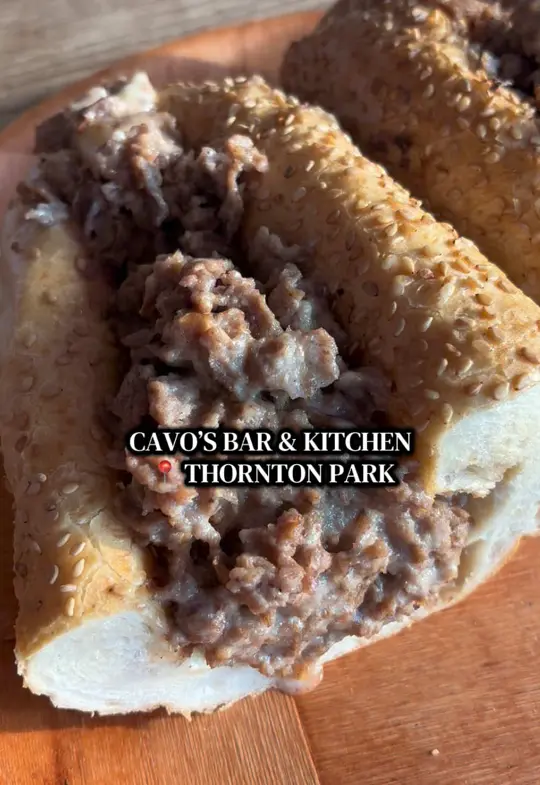 Cavo's Bar & Kitchen in Orlando showing food, philly cheesesteak, review, atmosphere, casual bar & grill, video by jeavannalanza on TikTok