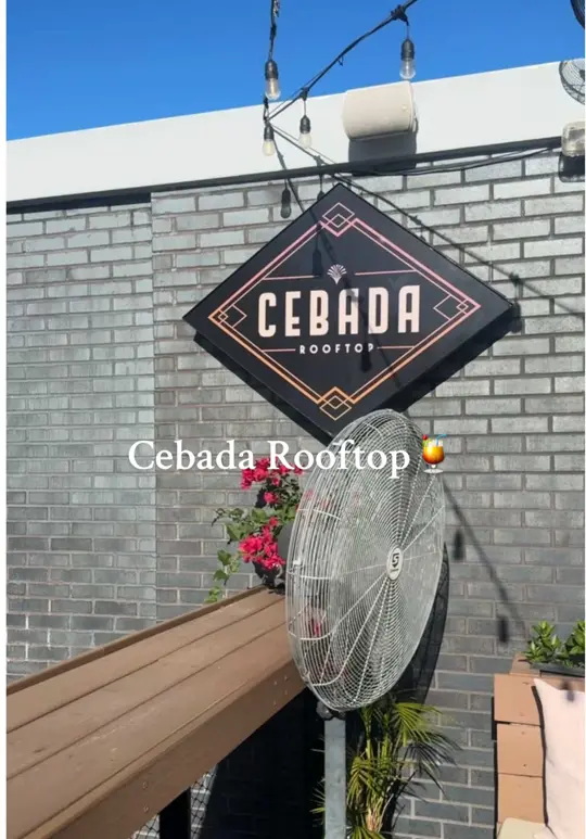 Cebada Rooftop in Miami showing cocktail, happy hour, video by tableforthreemia on TikTok