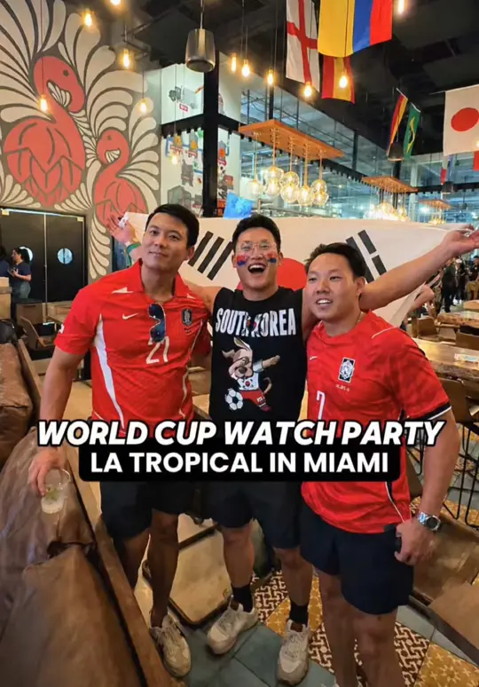 Cerveceria La Tropical in Miami showing sports, world cup watch party, video by zackaryeats on TikTok