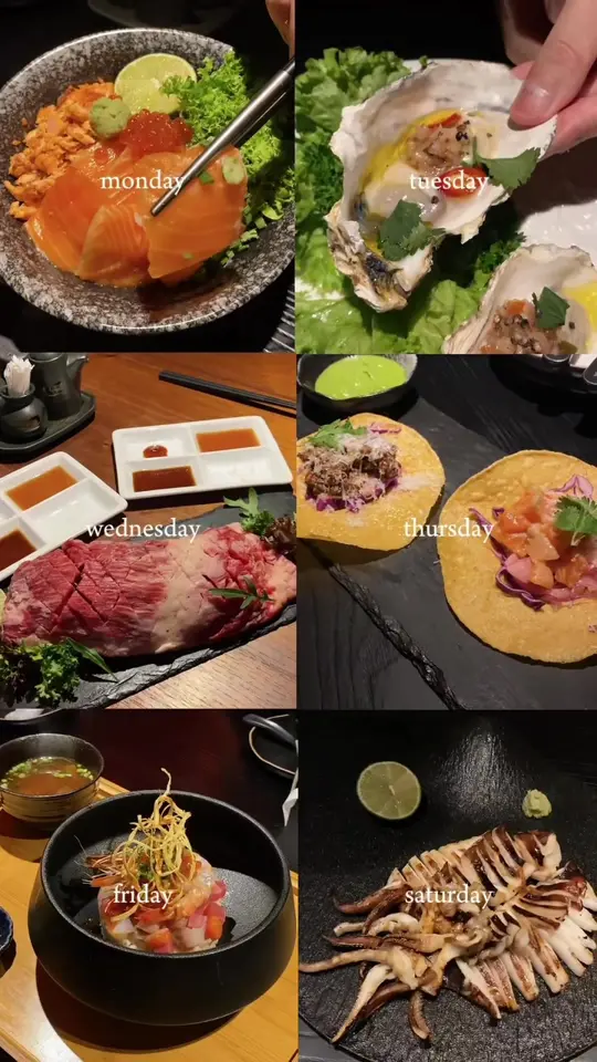Ceviche Arigato in Lake Park showing restaurant, opening hours, location, jumbo wagyu meat, grilled squid, oyster ceviche, kaisen don, video by arigato.kl on TikTok