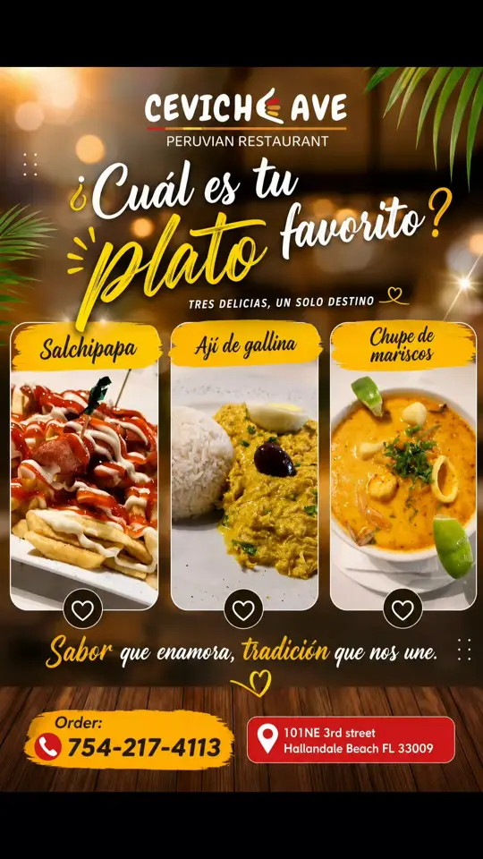 Ceviche Avenue in Hallandale Beach showing ceviche, peruvian food, latin food, video by Ceviche Ave. -Comida Peruana/ Latin Food on Facebook