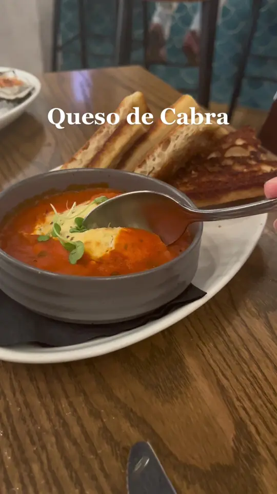 Ceviche Tapas Bar in St. Petersburg showing tapas, spicy goat cheese, tomato sauce, video by cevichetapas on TikTok