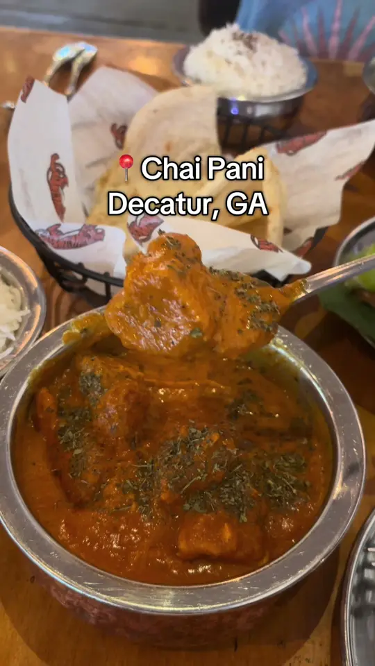 Chai Pani Decatur in Decatur showing food, okra fries / food, butter chicken, video by liz_eatzz on TikTok