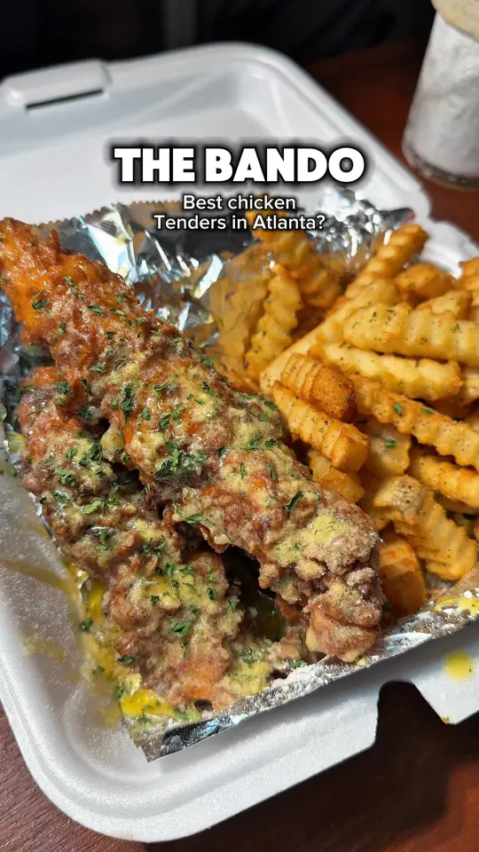 Champ’s Seafood & Grill in Atlanta showing food, honey butter ranch tenders, video by vibesinatl on TikTok