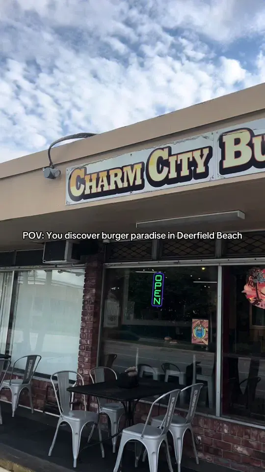 Charm City Burger Company in Deerfield Beach showing burger, award winning burgers, video by charmcityburgerco on TikTok