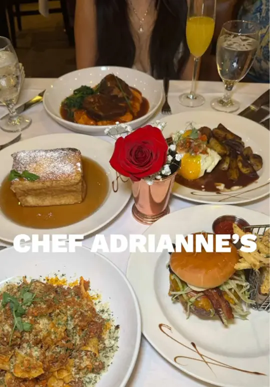 Chef Adrianne's Vineyard Restaurant and Bar in Miami showing review, ahi tuna tartare, spicy artichoke dip, warm pull-apart bread, tuscan bolognese pappardelle, 24-hour braised prime beef, video by zackaryeats on TikTok
