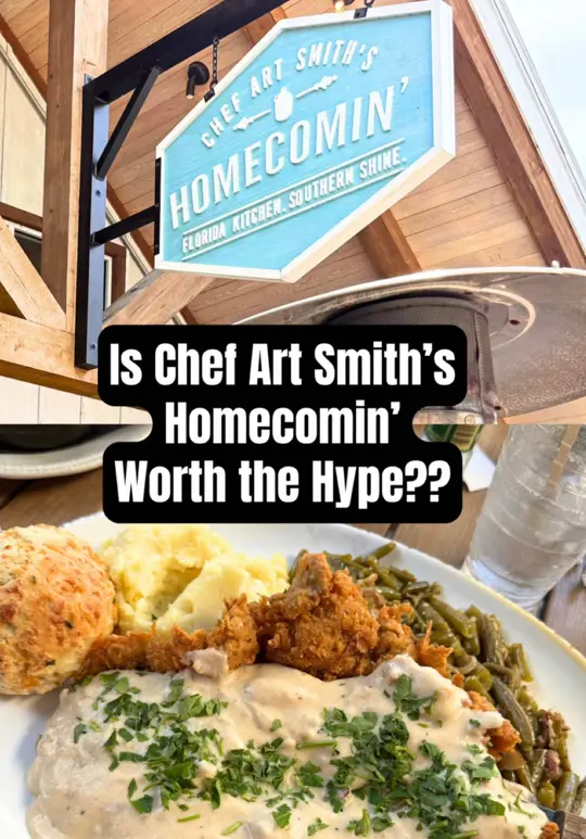 Chef Art Smith's Homecomin' in Lake Buena Vista showing food review, chicken, video by travelbykaitlynreifsteck on TikTok