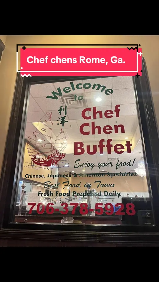 Chef Chen Buffet in Rome showing review, visit, sushi, hibachi, chinese food, video by lady.savv on TikTok