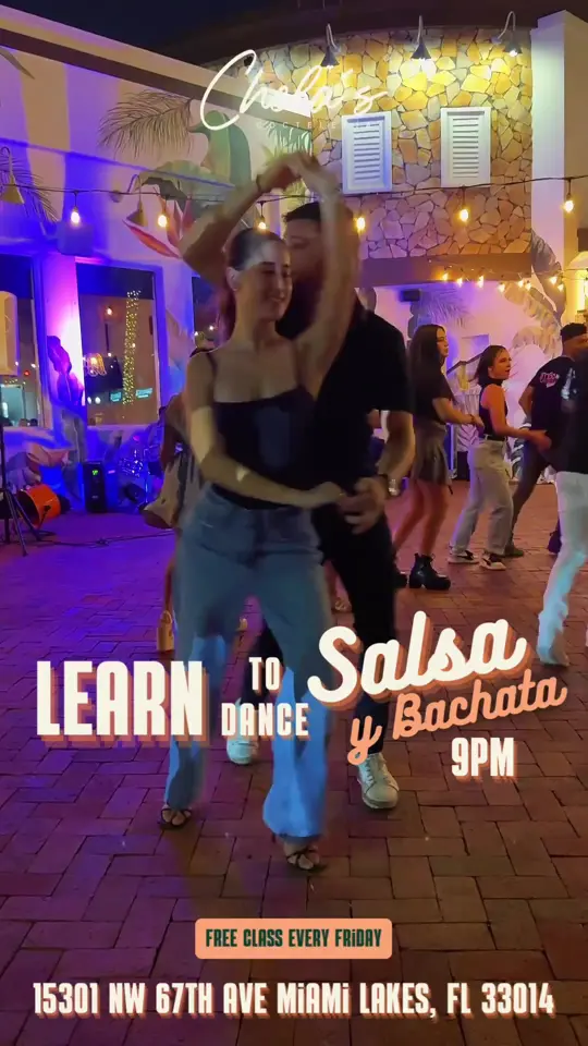 Chela's Miami in Miami Lakes showing salsa dancing, date night, live music, video by chelasmiami on TikTok