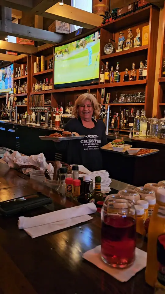 Chester Brunnenmeyer's Bar & Grill in Blue Ridge showing restaurant, bar and grill, video by Visit Blue Ridge GA on Facebook