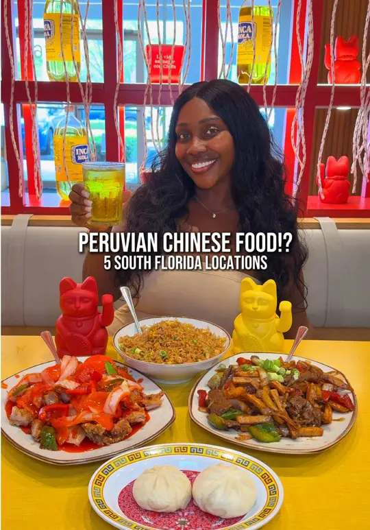 Chifa Du Kang (Bird Road) in Miami showing restaurant, chifa du kang, peruvian chinese food, lomo saltado, wok-fried rice, bao buns, video by theashsarai on TikTok