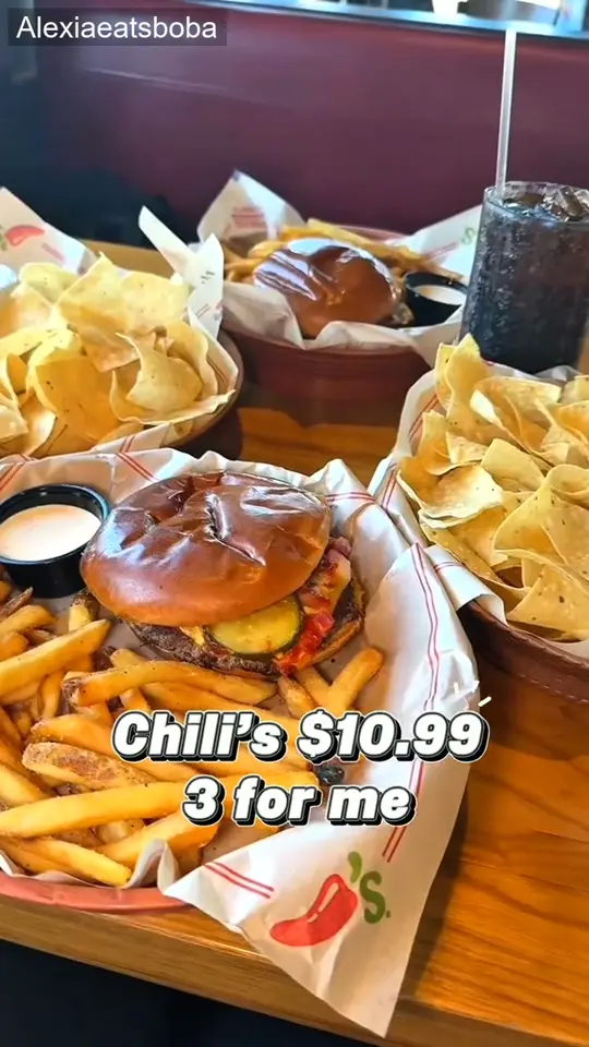 Chili's Grill & Bar in Naples showing food, meal deal, video by Alexiaeatsboba on Facebook