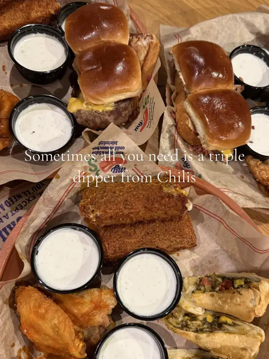 Chili's Grill & Bar in Winter Garden showing food, triple dipper, video by typicalyadii on TikTok