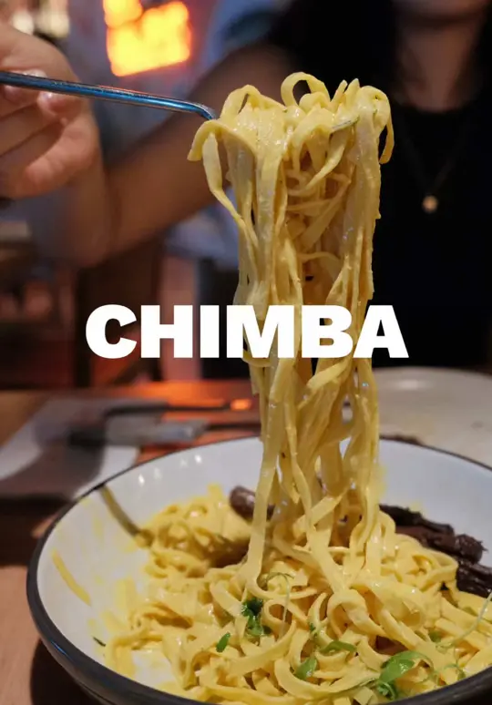 Chimba Miami in Miami showing restaurant visit, mushroom empanada, linguini huancaína, porcini mushroom ravioli, skirt churrasco, video by zackaryeats on TikTok
