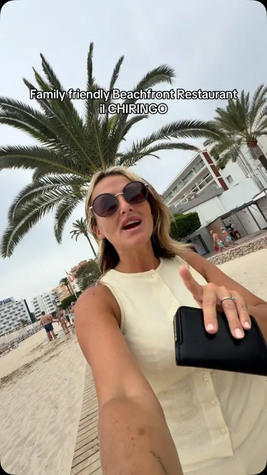 Chiringo in Santa Rosa Beach showing restaurant visit, lunch, dinner, family dining, beach location, video by VIBE Mallorca Excursions & Events on Facebook