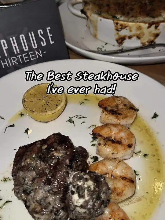 Chophouse Thirteen in Jacksonville showing fine dining experience, juicy proteins, scrumptious shareable sides, desserts, video by niquenashae on TikTok