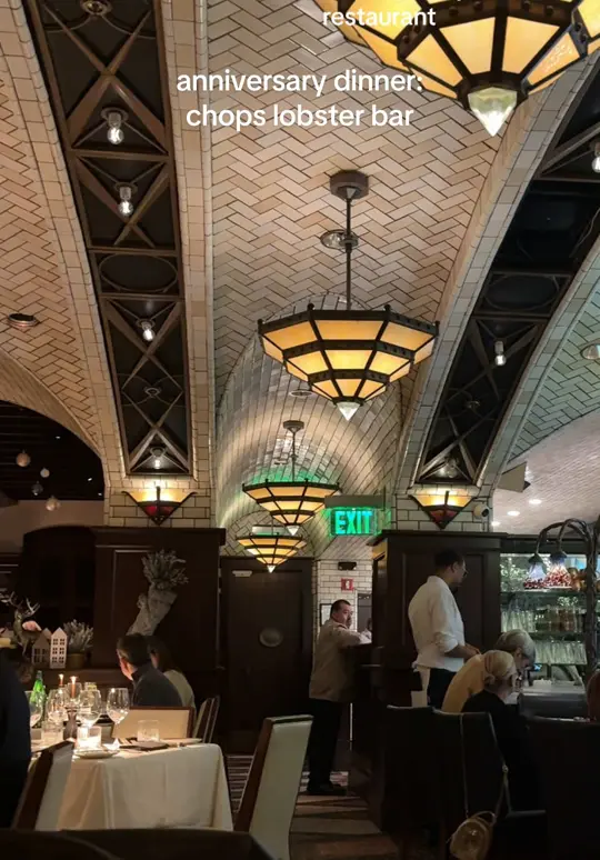 Chops Lobster Bar in Atlanta showing steak dinner, anniversary dinner, video by tara.abdi on TikTok