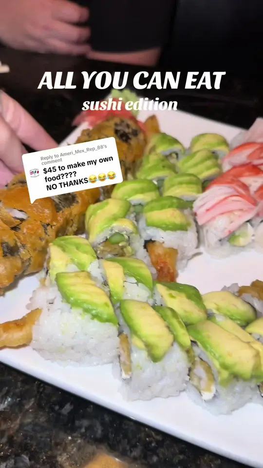 Chopsticks Asian Cuisine in Coral Springs showing sushi, ayce, all you can eat, video by soflofooodie on TikTok