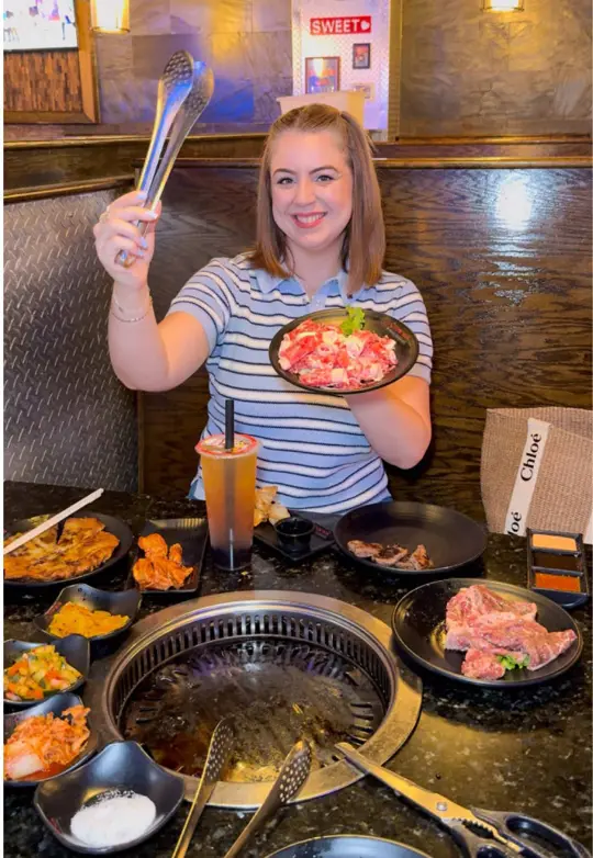 Chow One Korean Steakhouse in Pembroke Pines showing review, affordable korean bbq, premium meats, wagyu, beef bulgogi, crispy seafood pancake, video by hungryqbans on TikTok
