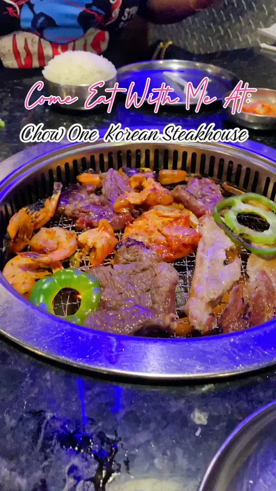 Chow One Korean Steakhouse in Pembroke Pines showing restaurant visit, korean bbq, spicy chicken, season steak, all you can eat, video by ashleydesires on TikTok