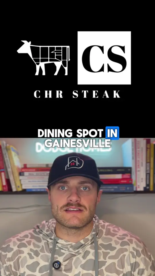 CHR Steak in Gainesville showing restaurant, steakhouse, dry-aged steaks, premium cocktails, wine, gator tail, video by codydodgere on TikTok