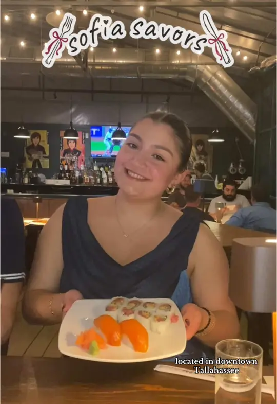 Chuck's Fish in Tallahassee showing review, patio, seafood, sushi, video by sofia.savors on TikTok
