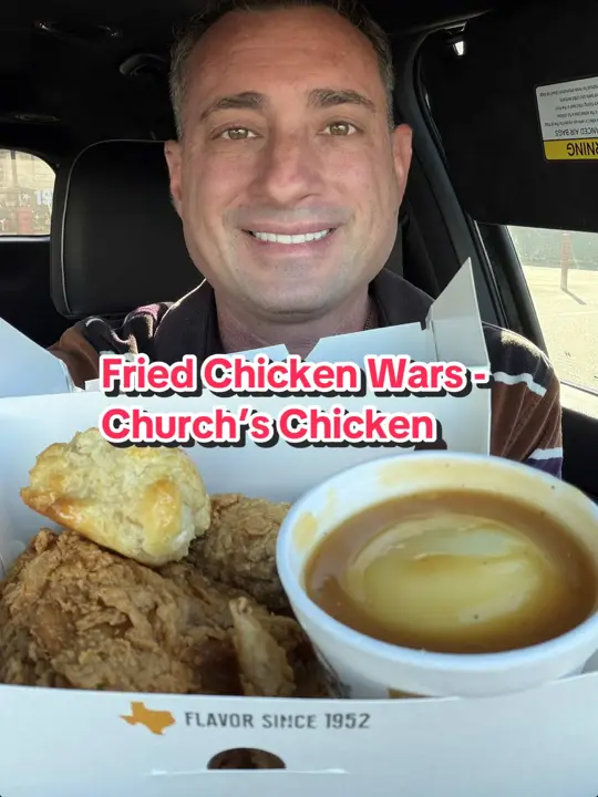 Church's Texas Chicken in Tampa showing food, honey butter biscuit, video by foodiejustice on TikTok